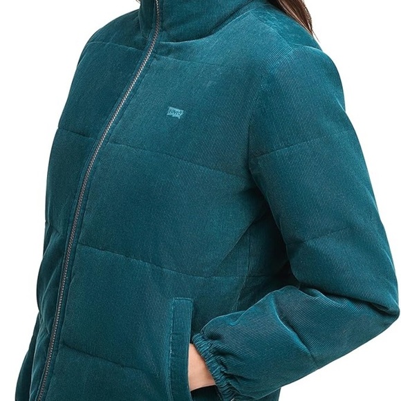 Levis LINED CORDUROY ZIP UP PUFFER JACKET IN TEAL - Picture 5 of 11
